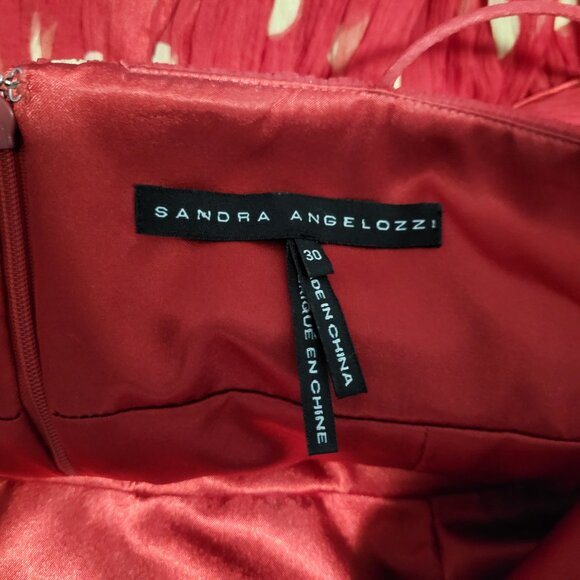 SANDRA ANGELOZZI - dress red fit and flare 100% silk size 30 (US 00) - Picture 6 of 8
